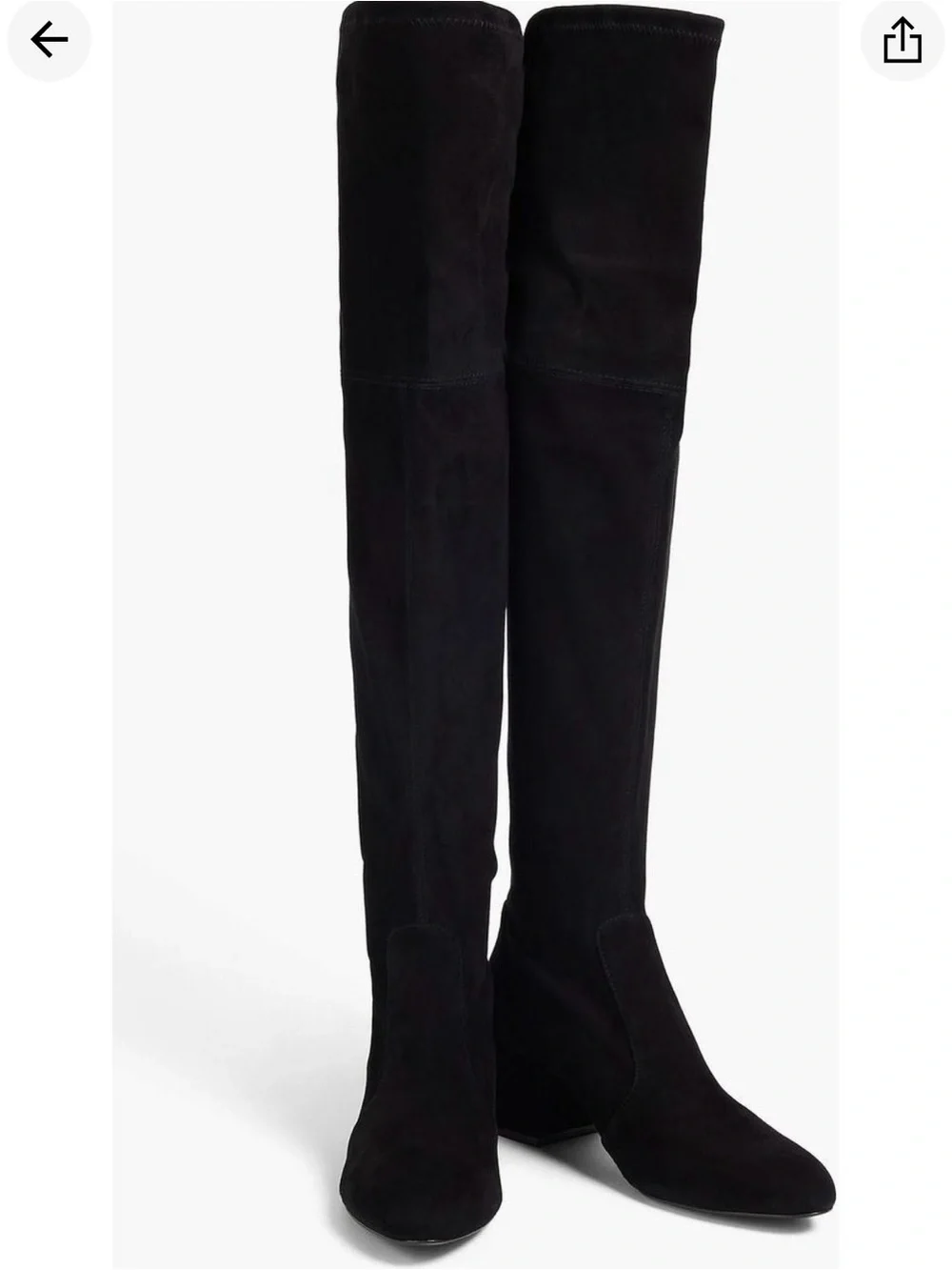 Stuart Weitzman Black Suede Over-the-Knee Block Heel Boots